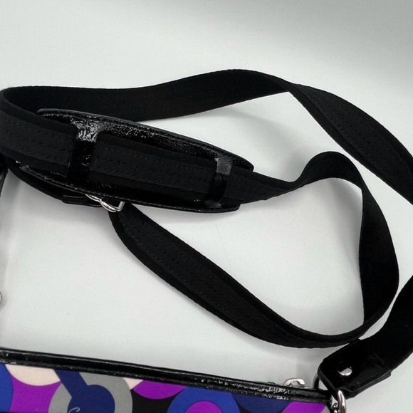 Vintage Coach Crossbody Bag Purple Blue Black Geometric Print NWOT - Picture 7 of 9